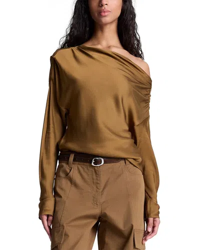 A.l.c Asymmetric Off Shoulder Top In Aged Bronze In Brown