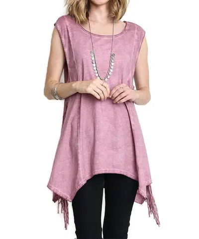 Umgee Fringe Sharkbite Tunic In Mauve In Pink