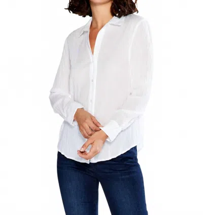 Nic + Zoe Nic+zoe Crinkle Button-up Cotton Shirt In White