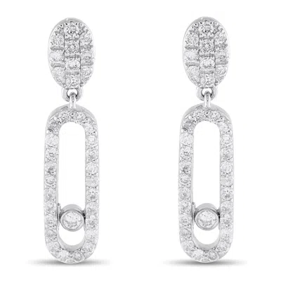 Lb Exclusive 14k White Gold 0.50ct Diamond Drop Earrings Er29663-w In Metallic
