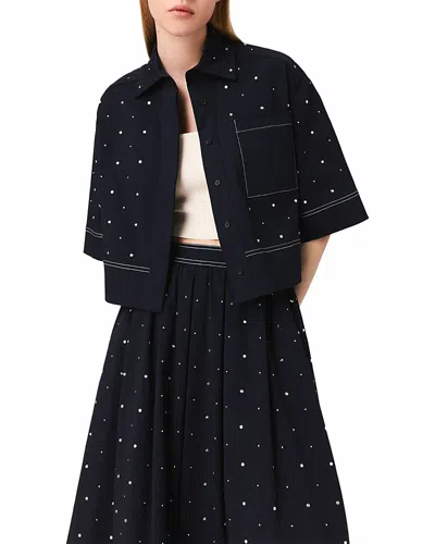 Maje Cropped Shirt With Studs In Black