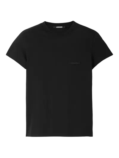 Jacquemus Grosgrain Short Sleeve T-shirt In Black