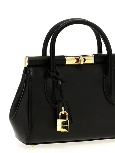 Dolce & Gabbana Small Marlene Palmellato Leather Bag In Black