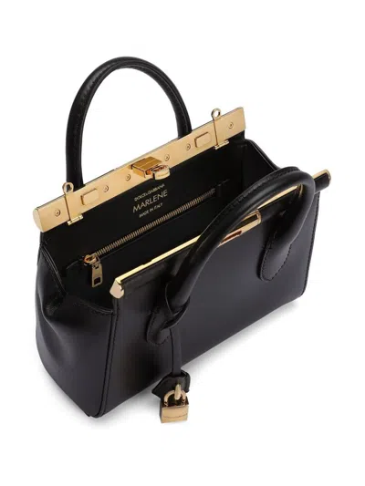 Dolce & Gabbana Small Marlene Palmellato Leather Bag In Black