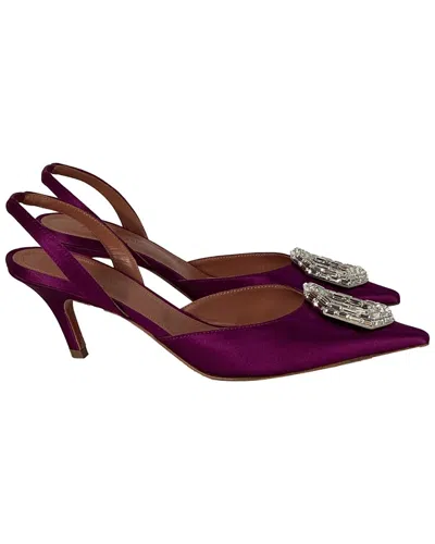 Amina Muaddi Camelia Slingback Pumps In Purple Satin