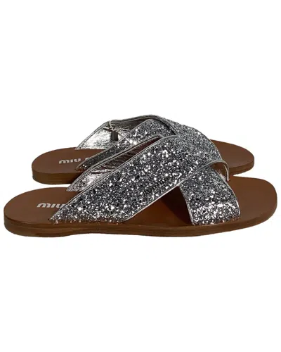 Miu Miu Slip-on Leather Flat Sandal