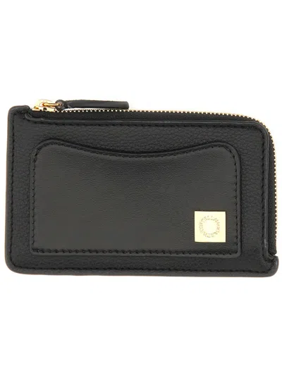 Stella Mccartney Stella Ryder Embossed Card Wallet Black In Purple