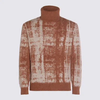 Piacenza Cashmere Roll-neck Patterned Sweater In Brown