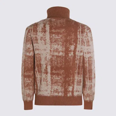 Piacenza Cashmere Roll-neck Patterned Sweater In Brown