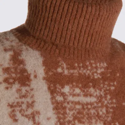 Piacenza Cashmere Roll-neck Patterned Sweater In Brown