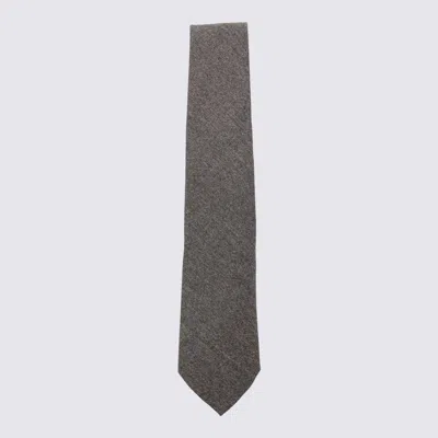 Canali Dark Grey Wool Tie In Gray