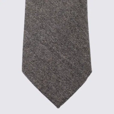 Canali Dark Grey Wool Tie In Gray