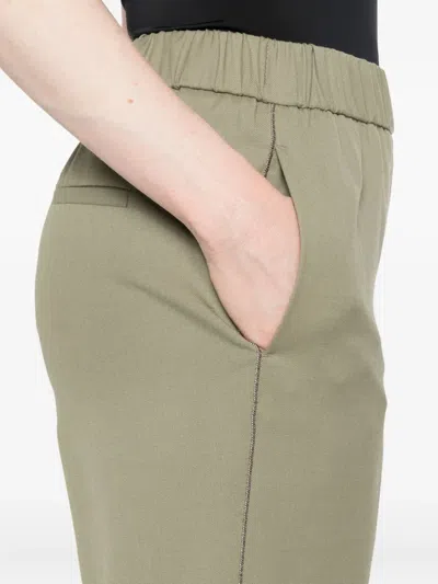 Peserico Elastic-waist Embellished Trousers In Green