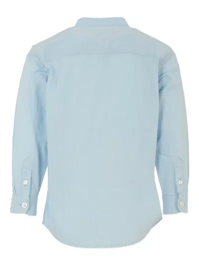 Tommy Hilfiger Junior Mandarin-collar Cotton Shirt In Blue