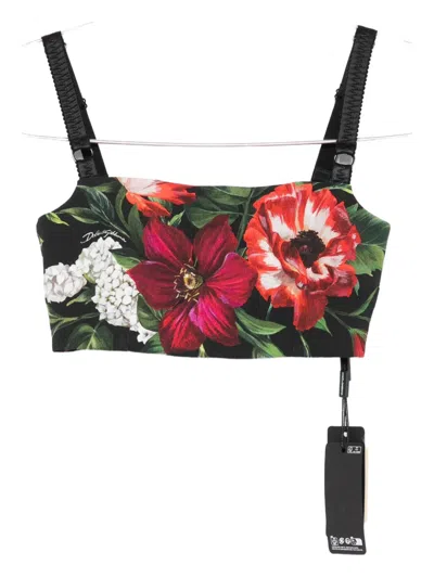 Dolce & Gabbana Floral Print Cropped Dress With Adjustable Straps In Multi