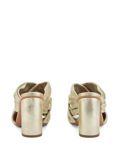 褶饰交叉带高跟穆勒鞋