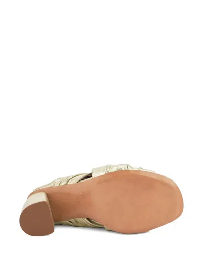 褶饰交叉带高跟穆勒鞋