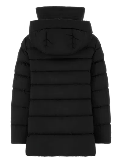 Moorer Hooded Quilted Down Jacket With Snap Button Pockets In Black