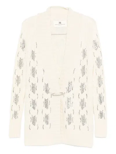 Ermanno Scervino Open-knit Cardigan With Textured Pattern And Relaxed Fit In Neutral