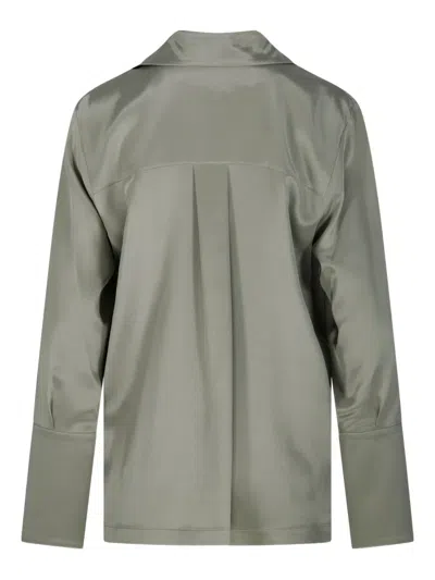 Max Mara Relaxed-fit Blouse With Classic Collar And Unique Cuffs In Green