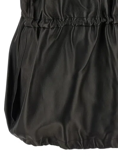 Magda Butrym Elasticized Leather Peplum Jacket In Black In Black