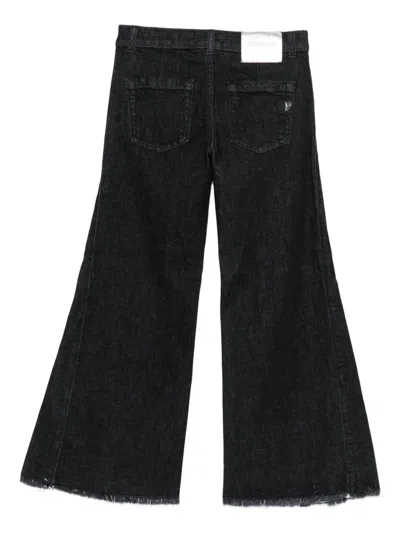 Dondup Frayed-hem Flared Trousers In Black