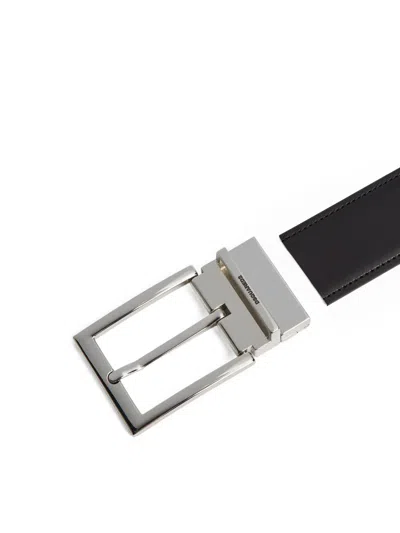 Dsquared2 Black Leather Belt With Logo Buckle In Black