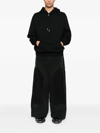 Wooyoungmi Black Hoodie With Logo Patch On The Front And Logo Lettering On The Rear In Cotton Man In Black