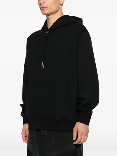 Wooyoungmi Black Hoodie With Logo Patch On The Front And Logo Lettering On The Rear In Cotton Man In Black