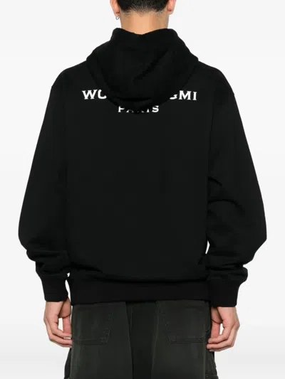 Wooyoungmi Black Hoodie With Logo Patch On The Front And Logo Lettering On The Rear In Cotton Man In Black