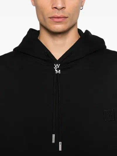 Wooyoungmi Black Hoodie With Logo Patch On The Front And Logo Lettering On The Rear In Cotton Man In Black
