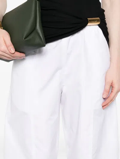 Khaite Elastic-waist Cotton Trousers In White