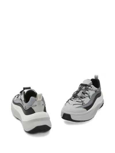 Moon Boot Chunky Sole Sneakers Featuring Mesh Panels In Gray