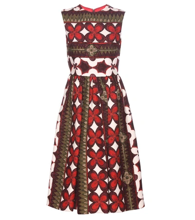 Valentino Printed Wool And Silk Dress In Multicoloured