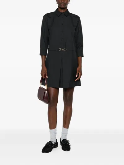 Gucci Womens Horsebit Long-sleeves Wool Mini Dress Ardesia Grey In Black