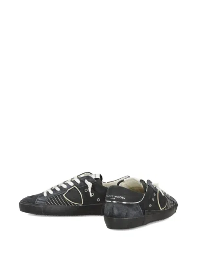 Philippe Model Low Top Sneakers Contrast Stitching In Black
