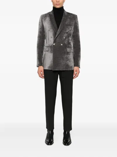 双排扣丝绒夹克