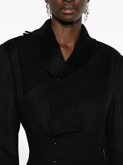 Yehuafan Buttoned-up Coat In Black