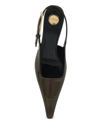 Saint Laurent 110mm Lee Patent-leather Slingback Pumps In Green