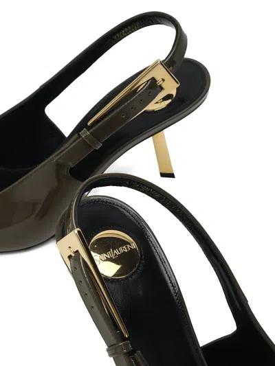 Saint Laurent 110mm Lee Patent-leather Slingback Pumps In Green