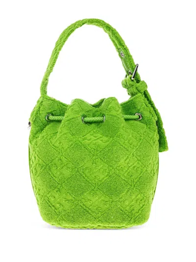 Tory Burch Borsa A Secchiello In Spugna Verde Prato Donna In Green