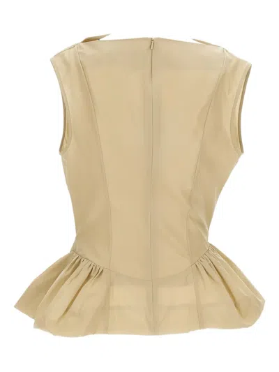 Simone Rocha Draped Beige Top With Fitted Bodice In Neutral