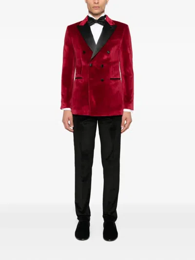 Reveres 1949 Velvet Double-breasted Jacket In Red