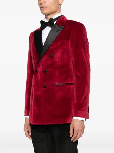 Reveres 1949 Velvet Double-breasted Jacket In Red
