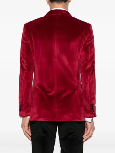 Reveres 1949 Velvet Double-breasted Jacket In Red