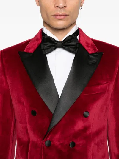 Reveres 1949 Velvet Double-breasted Jacket In Red