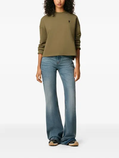 Ami Alexandre Mattiussi Ami Paris Bronze Ami De Coeur Sweatshirt Women In Animal Print