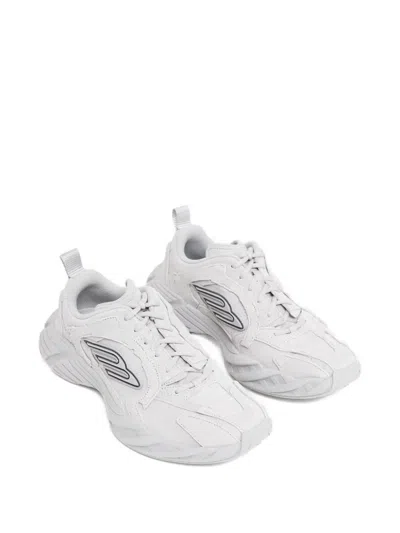 Balenciaga Monday White Low Top Sneakers With Logo Detail And Embossed Size On The Rear In Leather And Fabric M In White