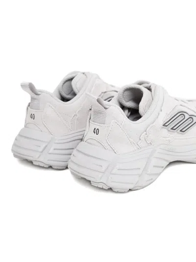 Balenciaga Monday White Low Top Sneakers With Logo Detail And Embossed Size On The Rear In Leather And Fabric M In White