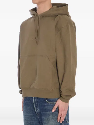 Saint Laurent Hooded Sweatshirt With Logo In Green